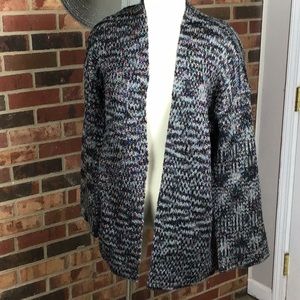 NWT. Black & Grey w/ rainbow metallic treads open cardigan